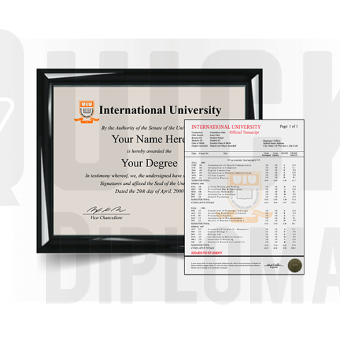 international college university diploma degree certificate with transcript mark sheet