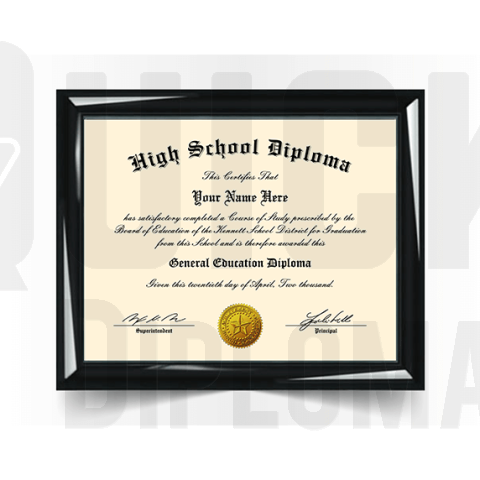 high school diploma replacement with embossed gold seal raised inside decorative shiny black frame