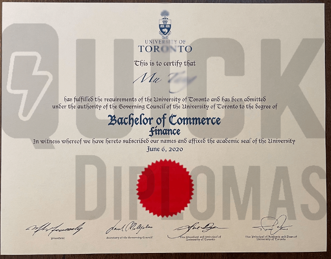 replacement diploma from university of toronto with red embossed raised university seal
